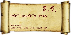 Pálinkás Irma névjegykártya